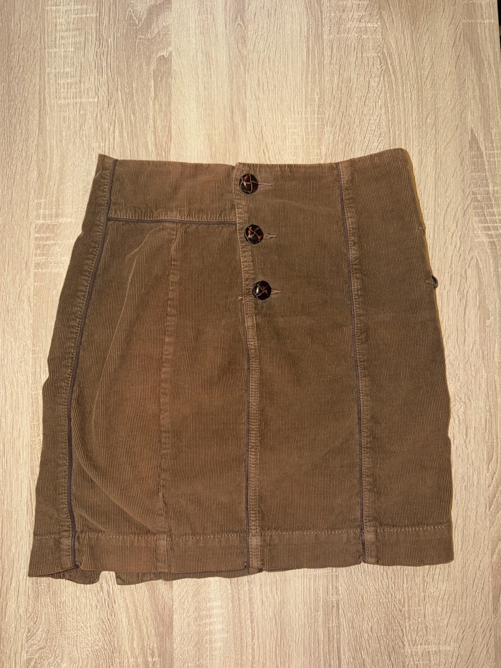 Free People Brown Button Front  Skirt